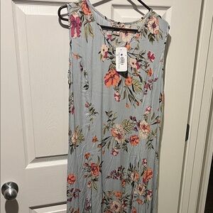 Floral Maxi Dress in Blue and Pink
